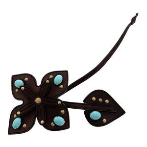 Damaged/Store Return Prada Brown Leather Floral Applique Belt Accessory